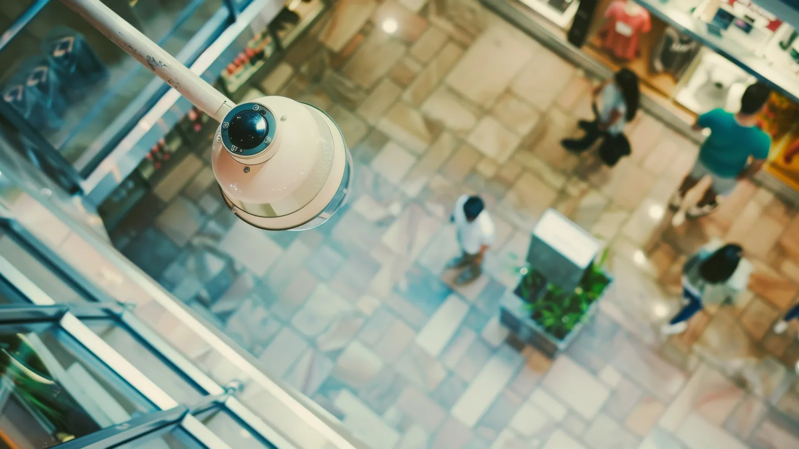 overhead security camera retail store entrance interior