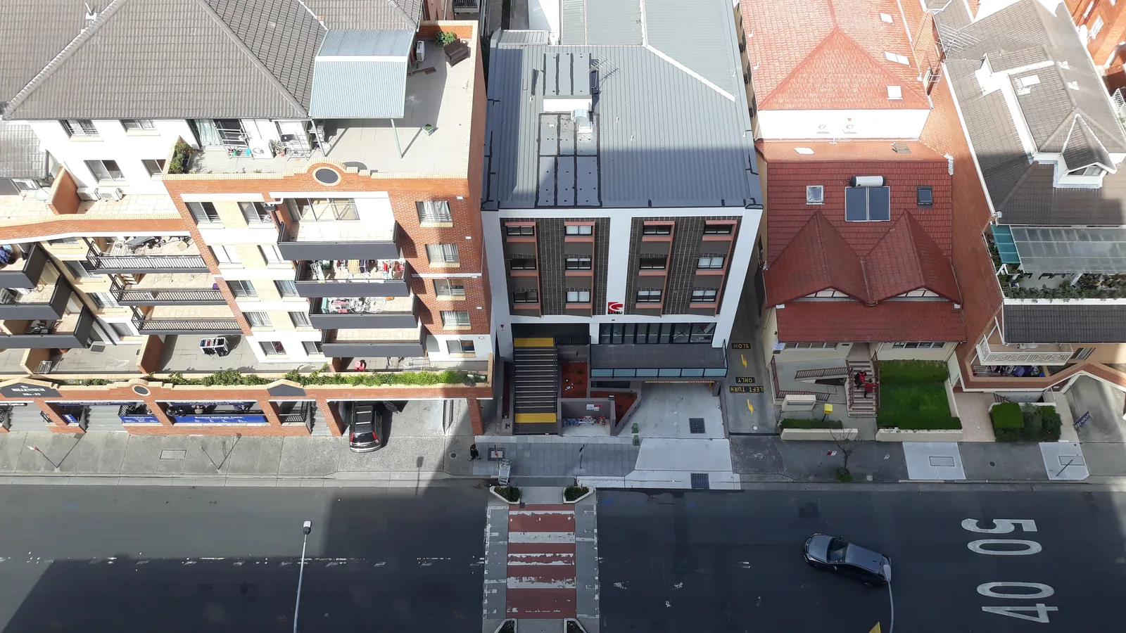 overhead camera view store entrance